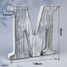 WOODOUNAI 8 Inch Wood Letters Unfinished Rustic Wood Letters for Wall Decor Decorative Standing Letters Slices Sign Board Decoration for Craft Home Party Projects (M)