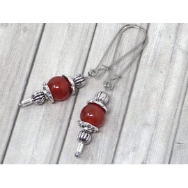 Thurcolas - Vintage style earrings made of red carnelian on chic stainless steel brackets