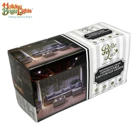 Holiday Bright Lights 4ft x 7ft LED Curtain Lights, Hanging Window String Lights for Both Indoor/Outdoor Wall Backdrop & Decorations with 8 Twinkle Functions - 608L Warm White Connectable up to 3 Sets