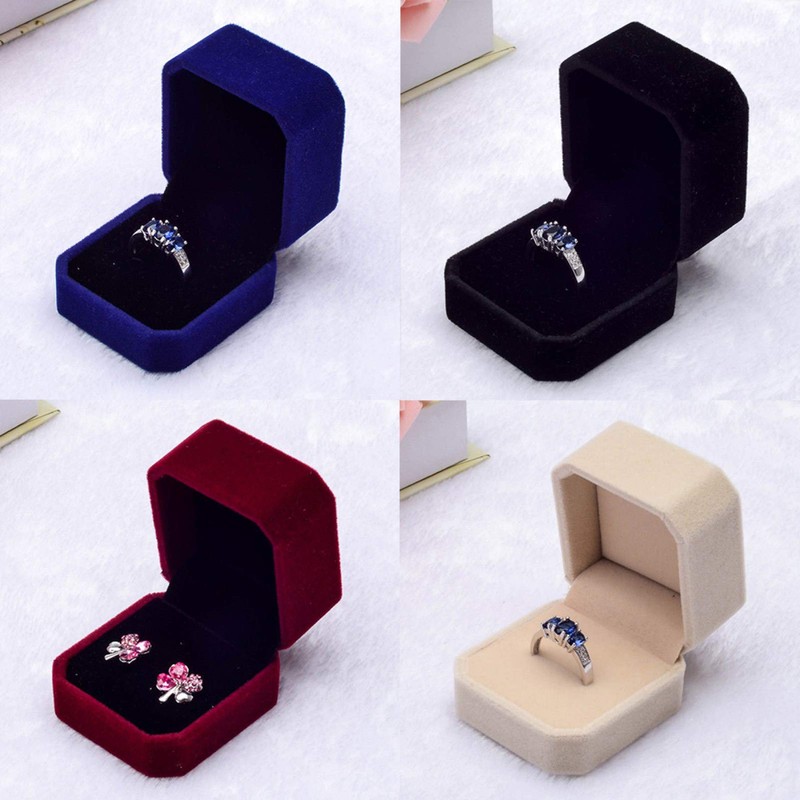 Velvet Finish Jewelry Box, Engagement Wedding Earrings Ring Pendant Display