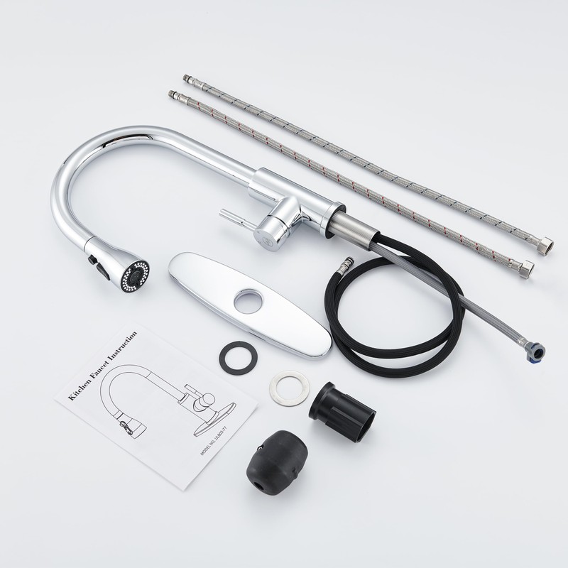 GAGALIFE Chrome Kitchen Faucet with Pull Down Sprayer - High