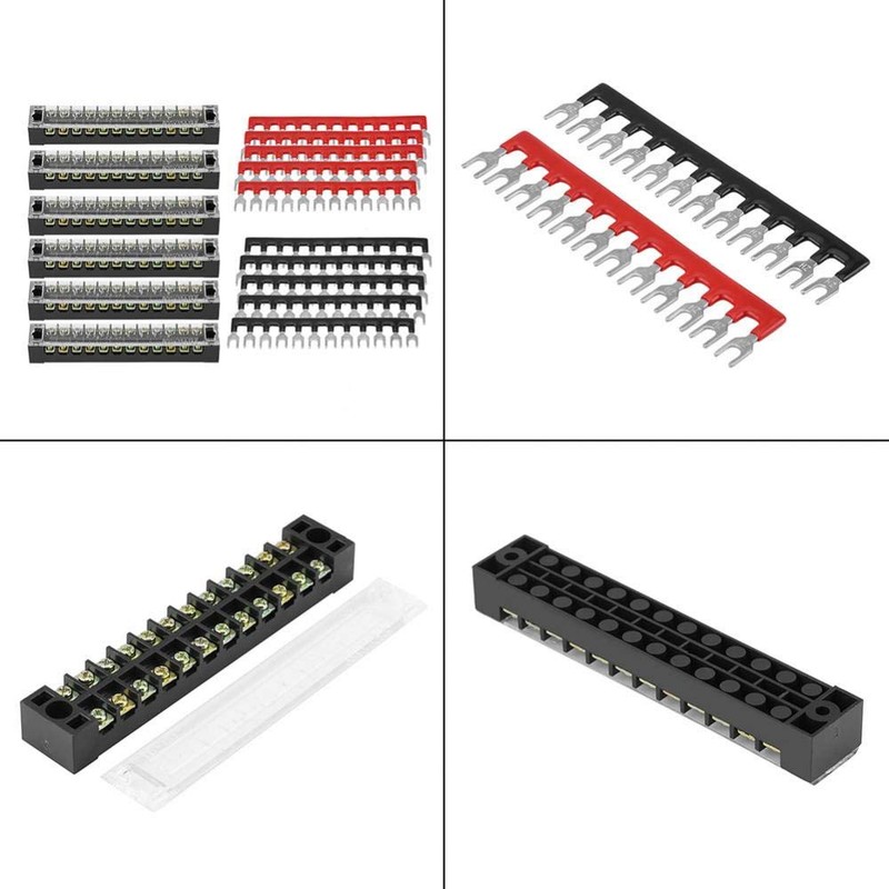 Qiilu 12 Position, 600 V, 15A, Screw Down Terminal Block,