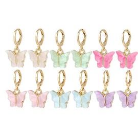 Butterfly Earrings Tiny Hoop Earrings Colorful Acrylic Butterfly Earrings For Women (Small acrylic butterfly)