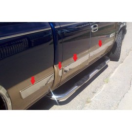 Made in USA! Compatible with 1999-2002 Chevy Silverado Extended Cab Insert Body Side Molding 3.5" Wide 8PC Overlay
