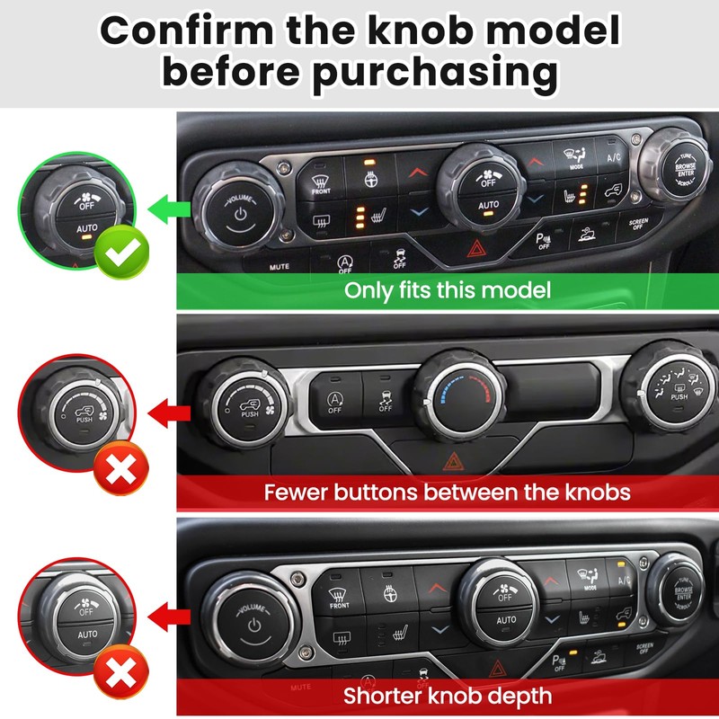 DIAMOOKY 8PCS Metal Button Knob Cover for Jeep Wrangler JL