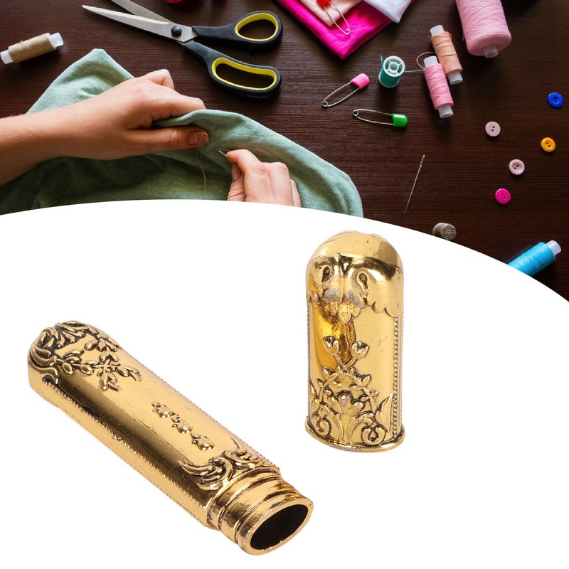 Vintage Needle Case Engraved Stereoscopic Pattern Stylish Sewing Needles Storage