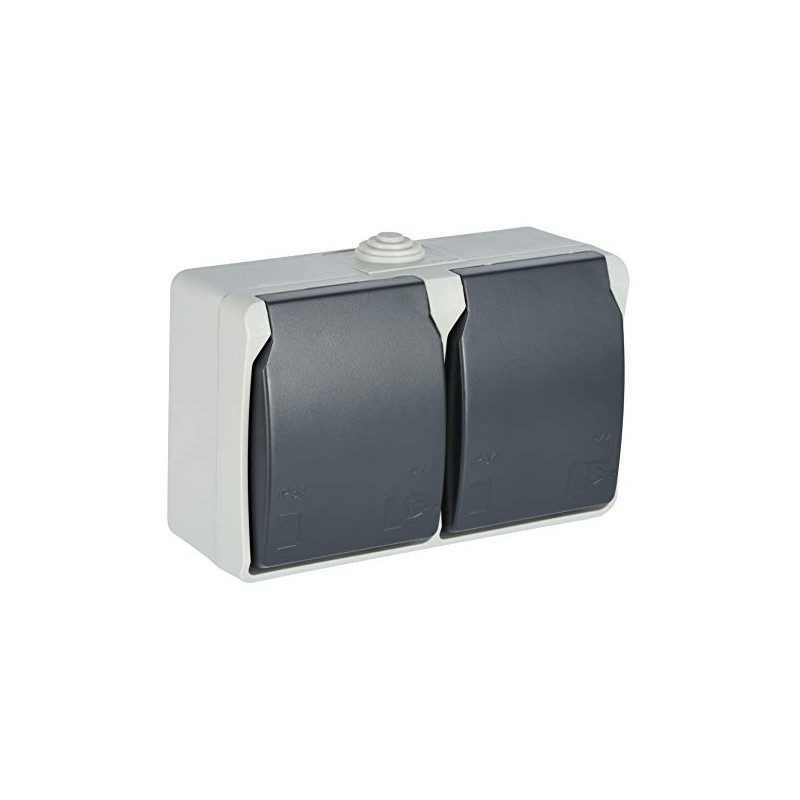 Electraline 605908 2 earthed Contact Socket 2-Way, with lids, Suitable