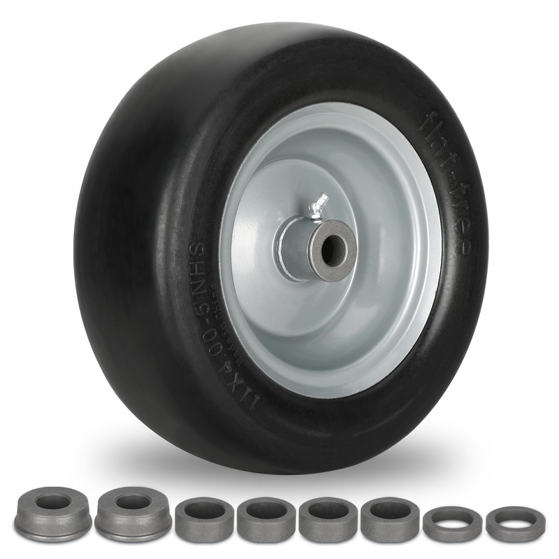 2 PCS 11x4.00-5" Lawn Mower Tires Flat Free,3/4" 5/8" 1/2"