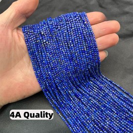 Natural Afghanistan Raw Ore Lapis Lazuli Faceted Cube 2.5MM Spacer Gasket Semi-Finished Loose Beads  DIY Jewlery Marking Design for Bracelet Necklace Earing - Beads Size: 4A Quality 2.5x2.5mm