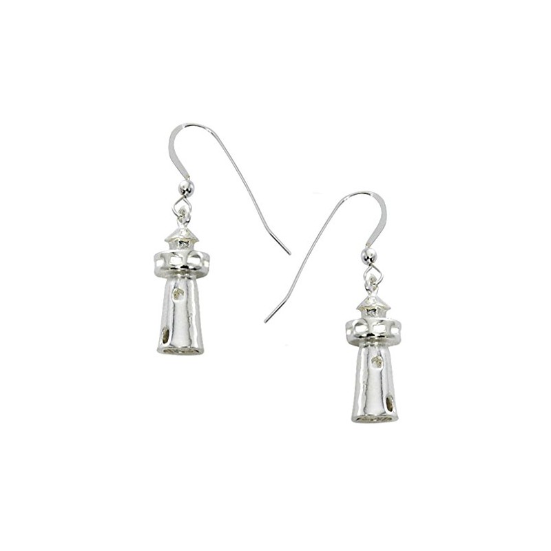 3D Lighthouse Drop Earrings SilverTone by Cape Cod Jewelry-CCJ