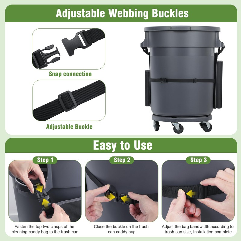 Speqerk Trash Can Caddy Bags Fit 32-55 Gallon Garbage Bin,