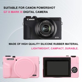 Supmay Camera Case for Canon Powershot G7 X Mark III Digital Camera, Soft Silicone Protective Bag Removable Lens Cover, Silicone Cover Rubber Soft Camera Case, Pink