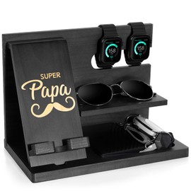 Wooden Phone Docking Station Bedside Table Organiser Christmas Gifts Birthday Desk Organiser Docking Station Wooden Gifts for Dad