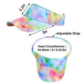 Marrywindix 1 Piece of Tie Dye Colorful Sport Wear Athletic Visor Sun Sports Visor Hat Visor Adjustable Cap for Women and Men (Tie Dye Green)