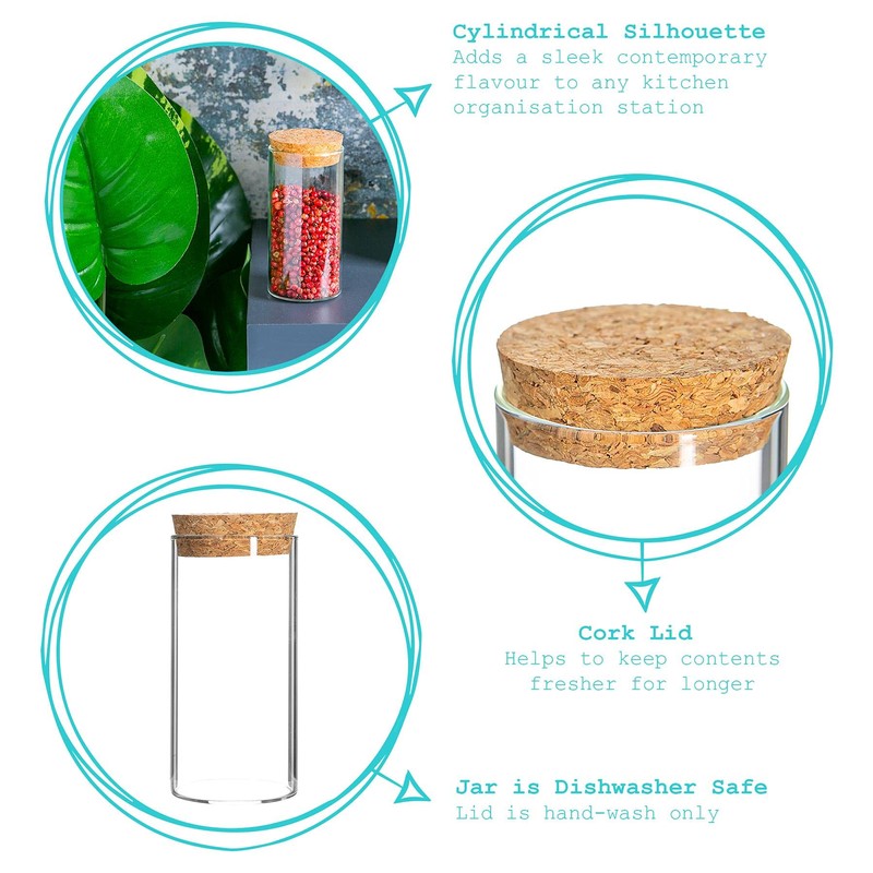 Argon Tableware Glass Storage Jars with Cork Lids - Modern