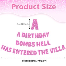 ForraFun a Birthday Bombshell Has Entered the Villa Banner, Pre-strung Foil Banner for Birthday Party Rose Red Glitter Decoration Gifts for Women Mom Wife Grandma