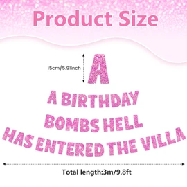 ForraFun a Birthday Bombshell Has Entered the Villa Banner, Pre-strung Foil Banner for Birthday Party Rose Red Glitter Decoration Gifts for Women Mom Wife Grandma