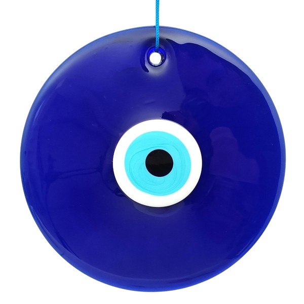 Erbulus 10" Glass Blue Evil Eye Wall Hanging Ornament - Evil Eye Decor - Turkish Handmade Nazar Amulet - Home Protection Charm - Evil Eye Wall Decor Amulet in a Box