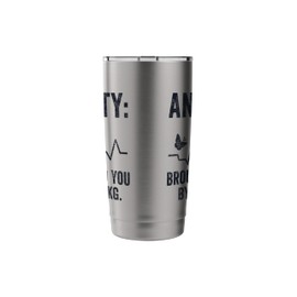 Womens Anxiety EKG Heartbeat Funny Stress Mental Health Stainless Steel Insulated Tumbler