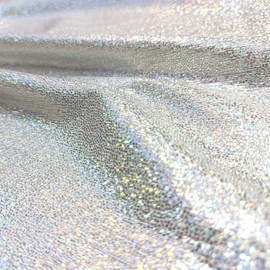 Shattered Glass Hologram Fabric by The Yard Width 58Inches Entelare (White/Silver 2yards)