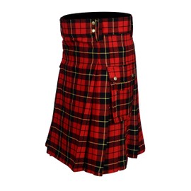 Tartan Utility Kilts For Men 8 Yard 13oz Kilt Available in Various Scottish Tartans, Wallace Tartan, 42