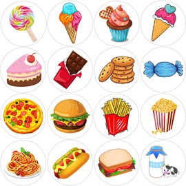 Hohamn 600Pcs Round Snack Stickers Roll 1.5 Inch Food Stickers for Kids Birthday Party Favors Teacher Reward Encouragement Motivational Stickers