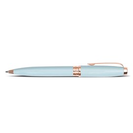 Matilda Myres Ball Pen - Rose Gold Adornments - Patent Barrel - Velvety draw-string carry-pocket - Blue