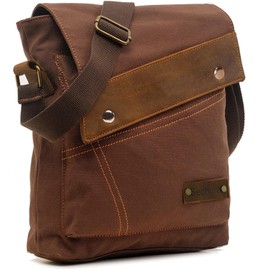 Sechunk Canvas Shoulder Bags Crossbody Bags Messenger Bags Purse for Men Women (Red Brown，small)