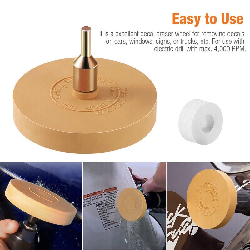 Inkcredibleprinting Car Decal Remover Rubber Eraser Wheel Tool for Drill