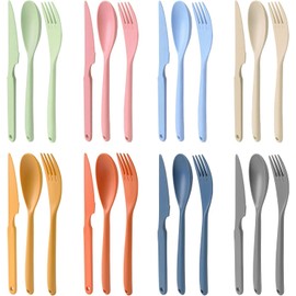JINGIHE 8 Pieces Plastic Cutlery Set, Travel Cutlery Set
