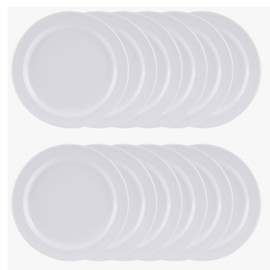 TrueCraftware- 9” Dinner Plate White Color Melamine Set of 12- Reusable Plates Kitchen Plates Dinnerware Serving Platter Dishes Dishwasher Safe Break-Resistant for Home Kitchen