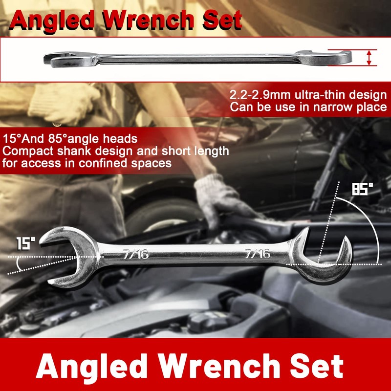 SPEEDWOX Mini Double Open End Wrench Set SAE 5/32"-7/16" 10pcs