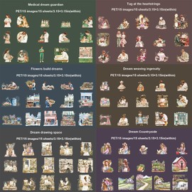 Ta Merry Adesivi PET Scrapbooking Stickers Accessory Bullet Journal Per Scrapbooking, libri di adesivi, creazione di card, blocchi per appunti, buste fai da te, ecc (Professional Dreamer) 90 pcs