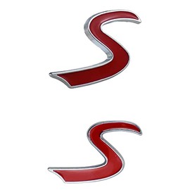 1Pc S Emblem 3D Metal Letter Rear Trunk Boot Lid Hatch Tailgate Badge Replacement for R53 R55 R56 R57 R59 F56 F55 (Silver Red)