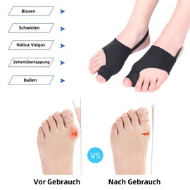 Eumspo Pack of 6 Hallux Valgus Toe Separators with Bunion Protection, Hallux Valgus Correction Bandage Socks Bunion Corrector with Non-Slip Belt and Gel Pads for Hallux Valgus Bunion (Pack of 6, Black)