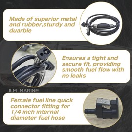 JLM MARINE 1/4 IN 10FT Fuel Line with Connector and Primer Bulb for Marine Outboard RVs Fueltank 6MM Hose