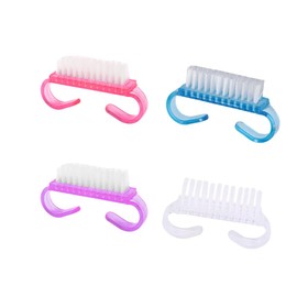 Lmyzcbzl Nail Brush, 4 Pcs Plastic Clean Brush, Hand Scrubbing Cleaning Brush, with Plastic Handle, for Cleaning Nails (Purple, Pink, Blue, Transparent)