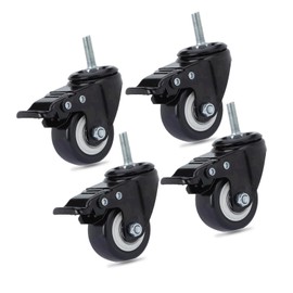 Office Chair Wheels M8 x 25 mm Bearing 240 kg PU Swivel Castors Trolley Furniture Wheels Replacement Trolley Wheels Swivel Castors with Brakes (4)