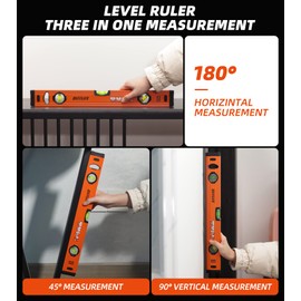 DIFFLIFE 18" Level & Tool Aluminum Reinforced Torpedo Level (18inch)
