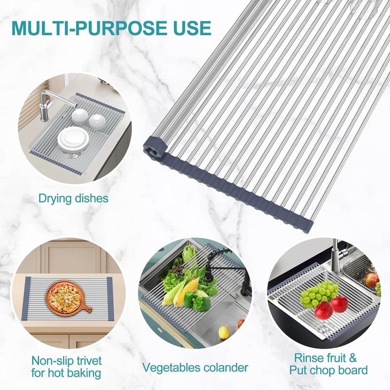 BBXTYLY Extra Large Expandable Roll Up Dish Drying Rack,Over The