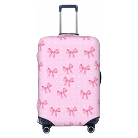 Travel Luggage Cover Pink Bow Dot, High Elasticity Washable Travel Baggage Protector Case Fits 25-28 in
