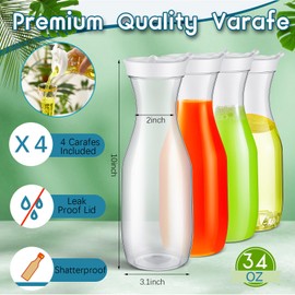 Mumufy 82 Pcs Mimosa Bar Supplies 34 oz Plastic Water Carafe with Lids Plastic Champagne Flutes Pitchers for Drinks with Serving Bowls Serving Tongs Chalkboard Stickers Straws(Groovy,Mixed Colors)