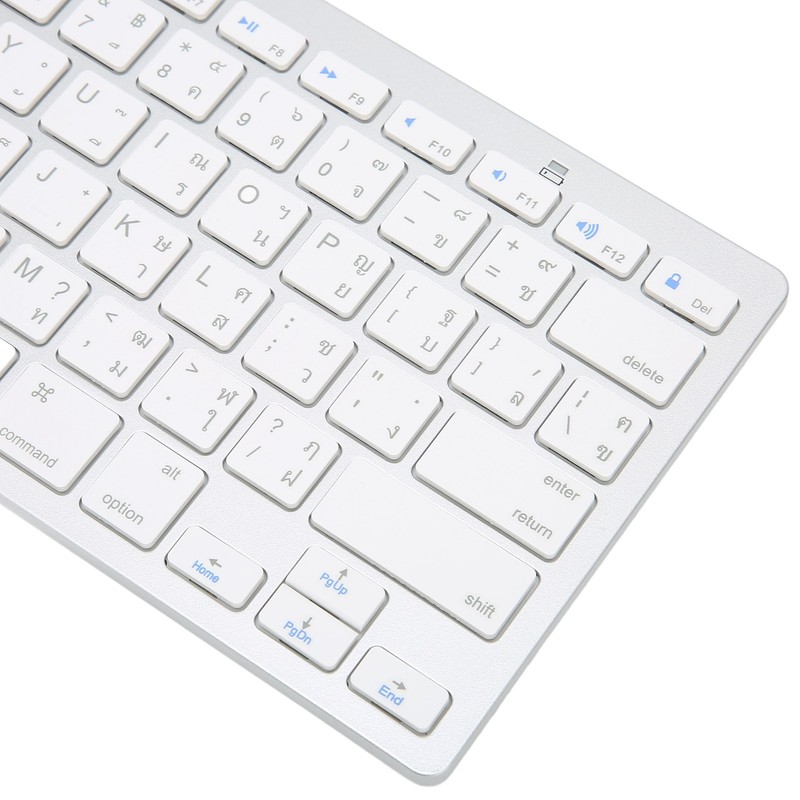 Wireless Keyboard English Thai Bilingual Portable Stylish Ultra Thin Silver