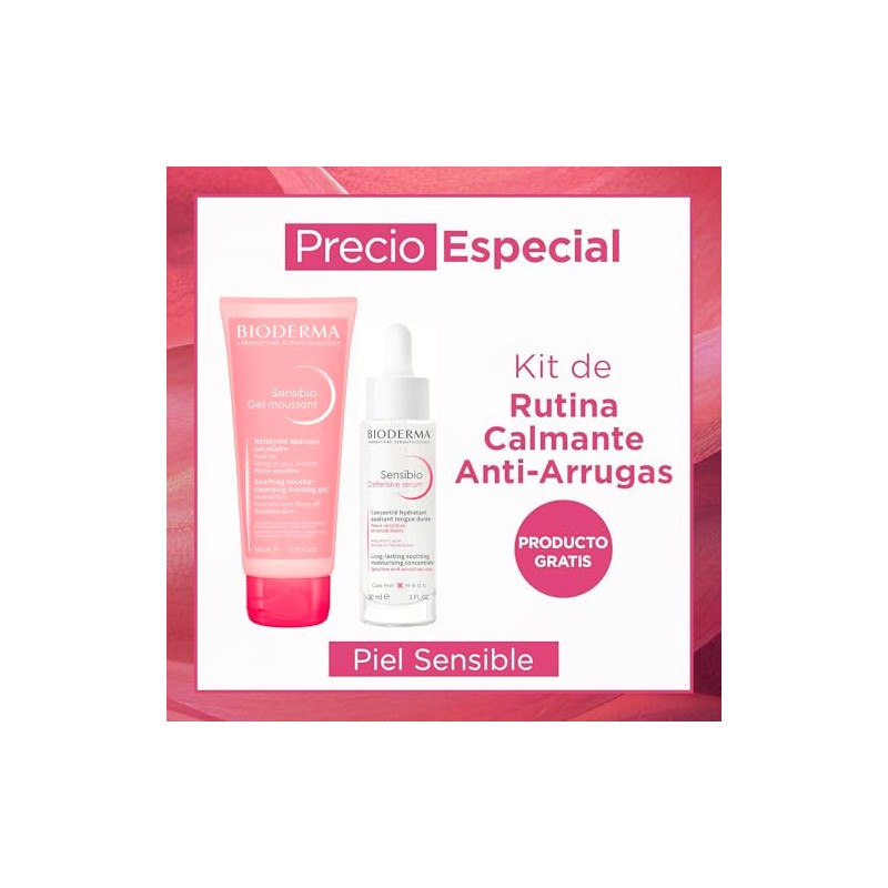BIODERMA, Sensibio Kit Rutina Calmante, Gel Moussant 100ML, y Defensive