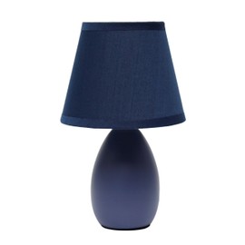 Simple Designs LT1197-BLU 9.45" Chic and Sleek Oblong Mini Oval Ceramic Table Lamp with Matching Shade, for Living Room, Bedroom, Office, Blue