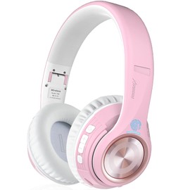 Riwbox TX8 - Auriculares Bluetooth con control táctil, acabado mate, inalámbricos, plegables, con ranura para tarjeta TF para móvil, TV, PC, oficina en casa (rosa)