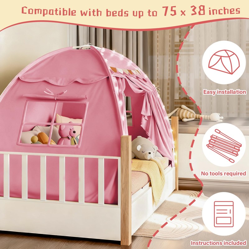 Dayacoco Large Toddler Bed Tent, Twin Kids Tent Indoor