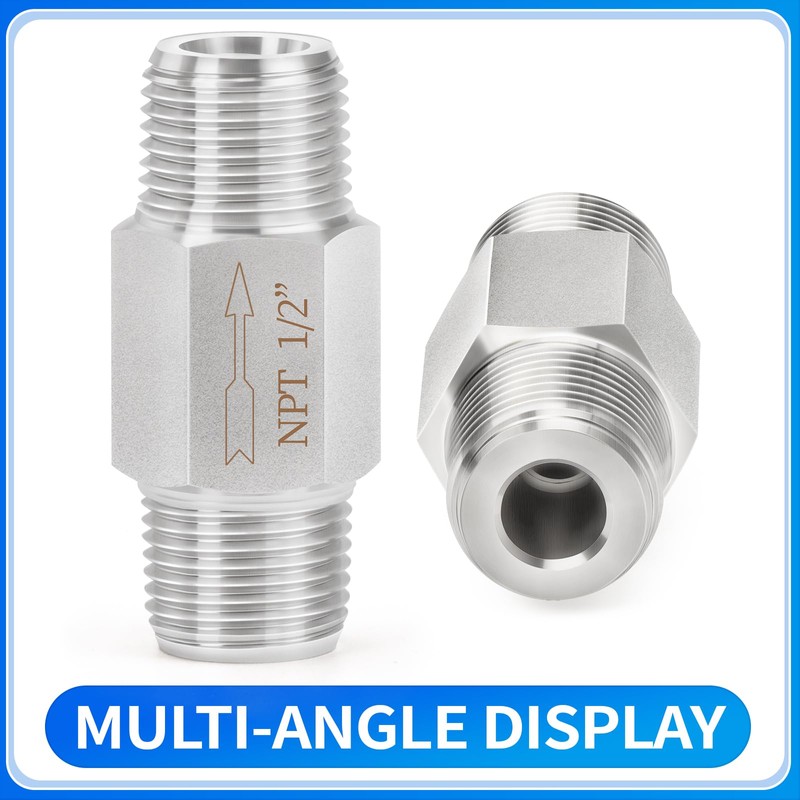 ChillWaves 304 Stainless Steel In-Line Siamese Check Valve 1/2" NPT