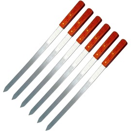 Generic 2 Pack 23-Inch Heavy Duty 1-Inch Wide BBQ Barbecue Kabob Skewers Red Wooden Handle