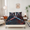 Neon Red Blue Light Up Sword Bed Sheets King Size
